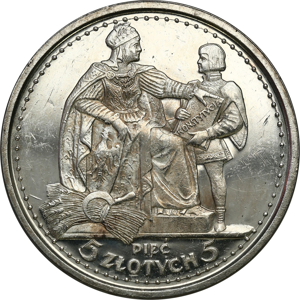PRÓBA. 5 złotych 1925 Konstytucja - LUSTRZANKA - UNIKAT